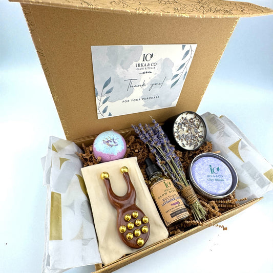 Irka & Co | Glow Rituals – Lavender Spa Gift Box with Frog Massager & Botanical Oil