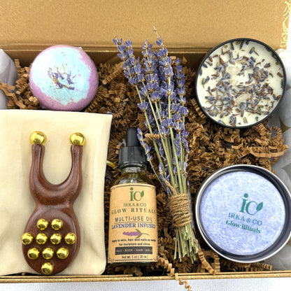 Irka & Co | Glow Rituals – Lavender Spa Gift Box with Frog Massager & Botanical Oil
